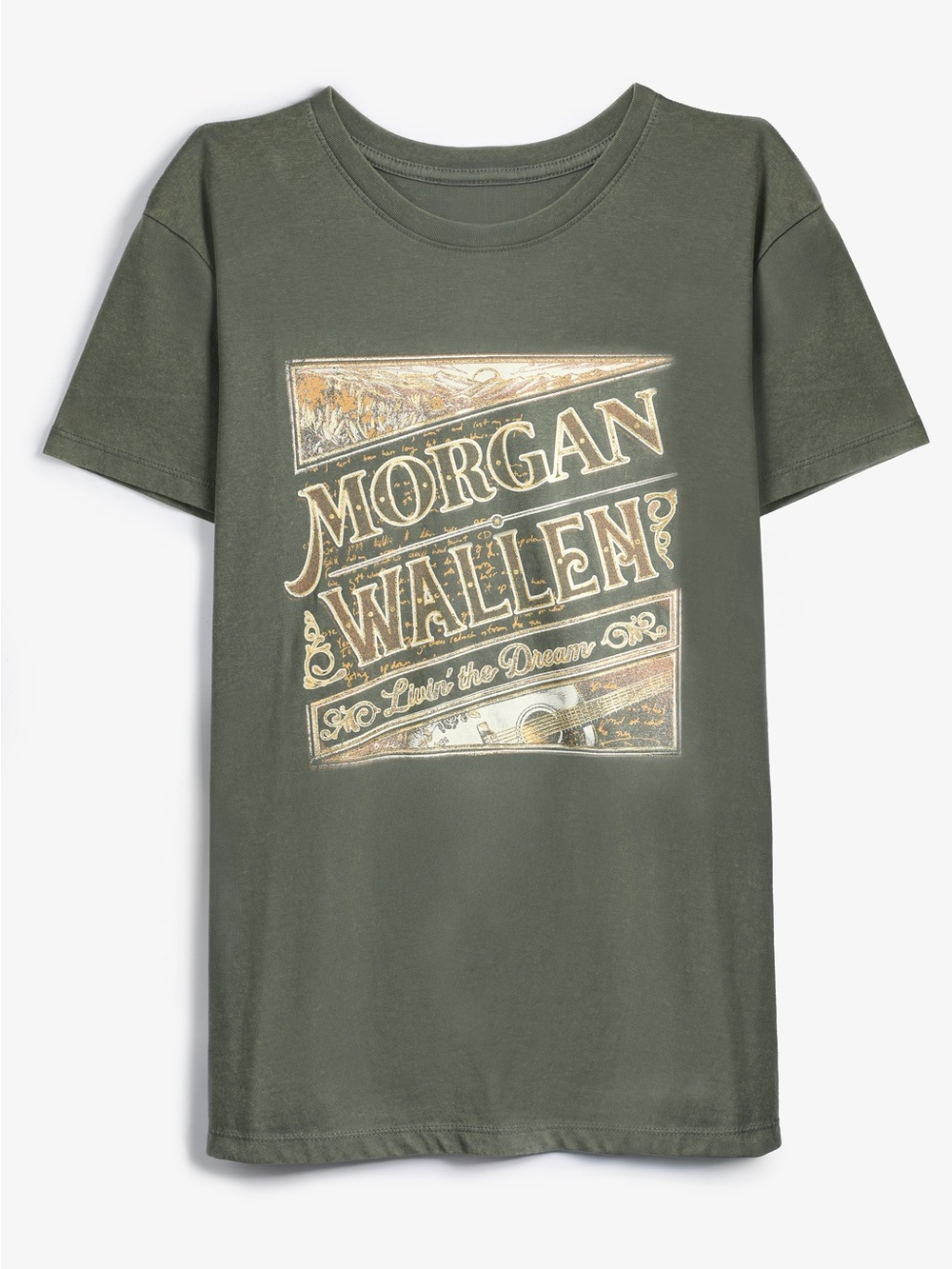 Maurices Morgan Wallen Relaxed Fit Graphic Tee Olive Green Short Sleeve Medium